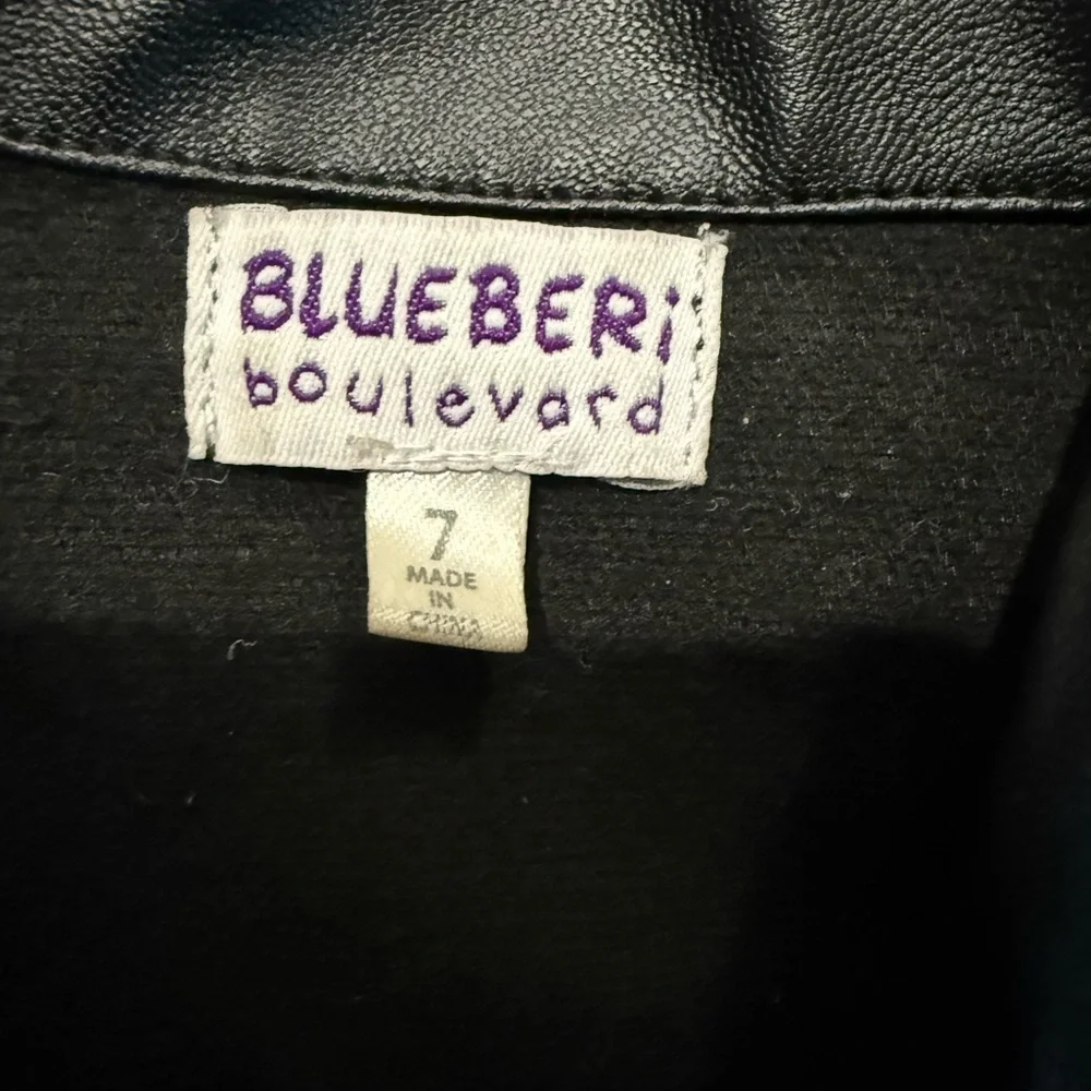 Blueberi Boulevard Faux Leather Moto Jacket Black Kids Size 7